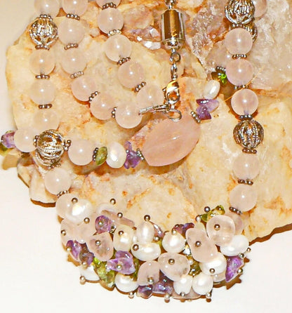 Unique Necklace, Stones and Pearls