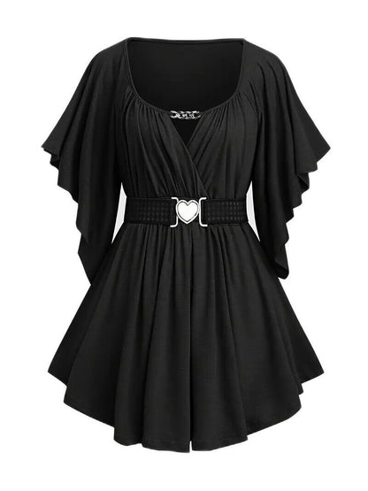 NEW- Keyhole Neck, Cinched Waist Blouse Size 4X -3 colors to choose from