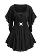 NEW- Keyhole Neck, Cinched Waist Blouse Size 4X -3 colors to choose from