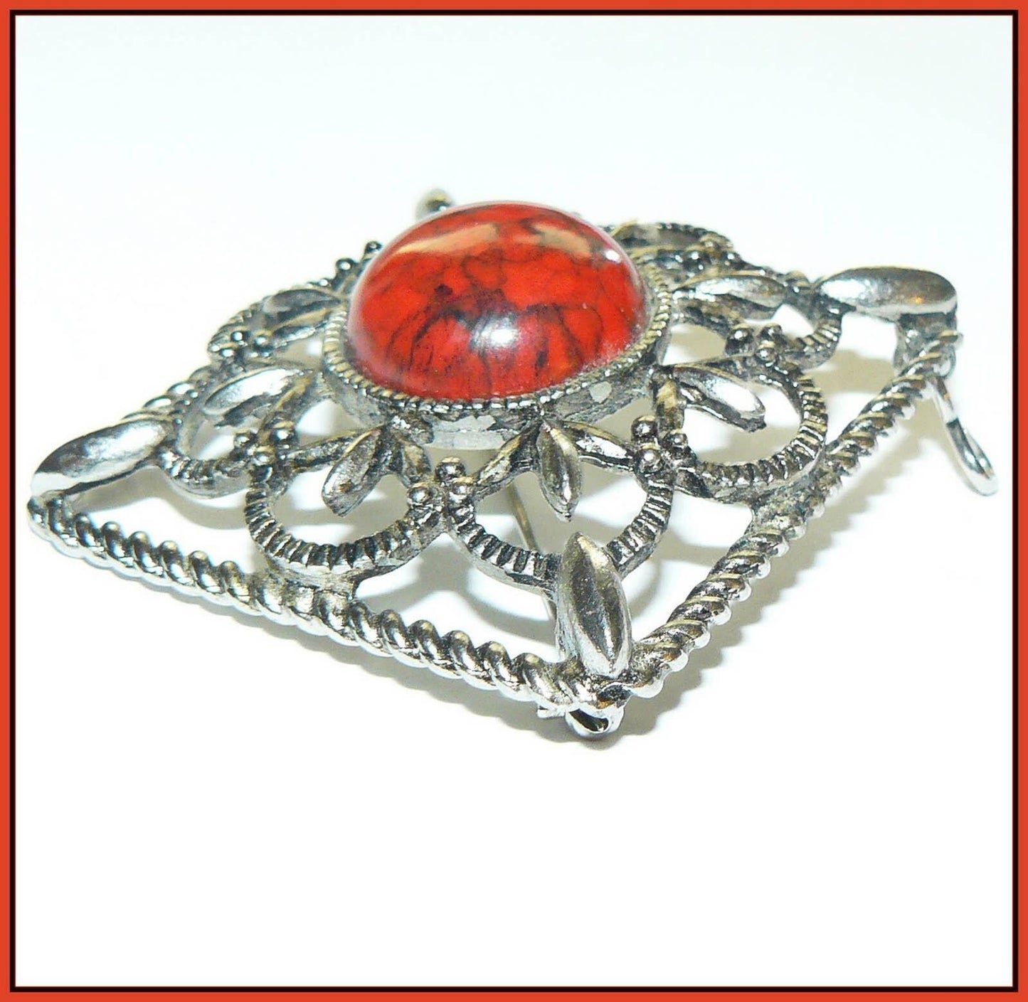 Vintage Sarah Coventry Inca Fire Detachable Brooch Necklace