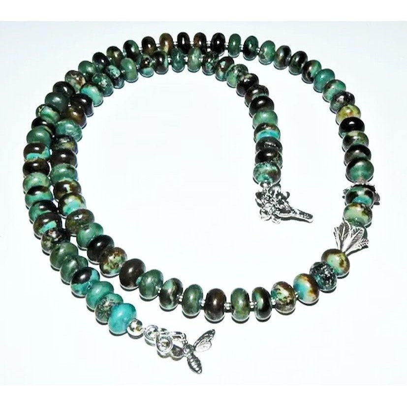 Turquoise Sterling Bead Necklace and Earring Set
