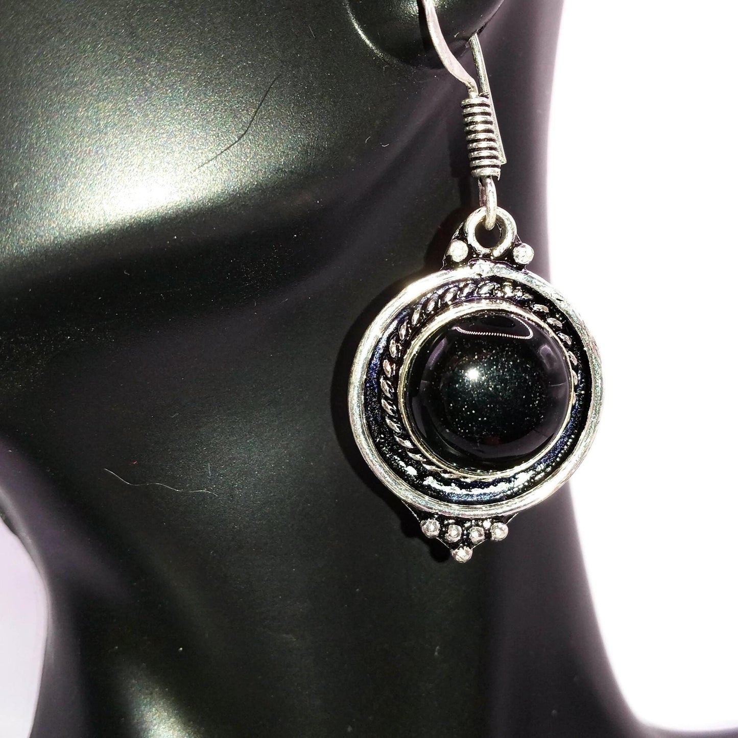 Sterling Silver and Black Onyx Stone Earrings