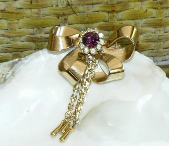 Bow Rhinestone Brooch