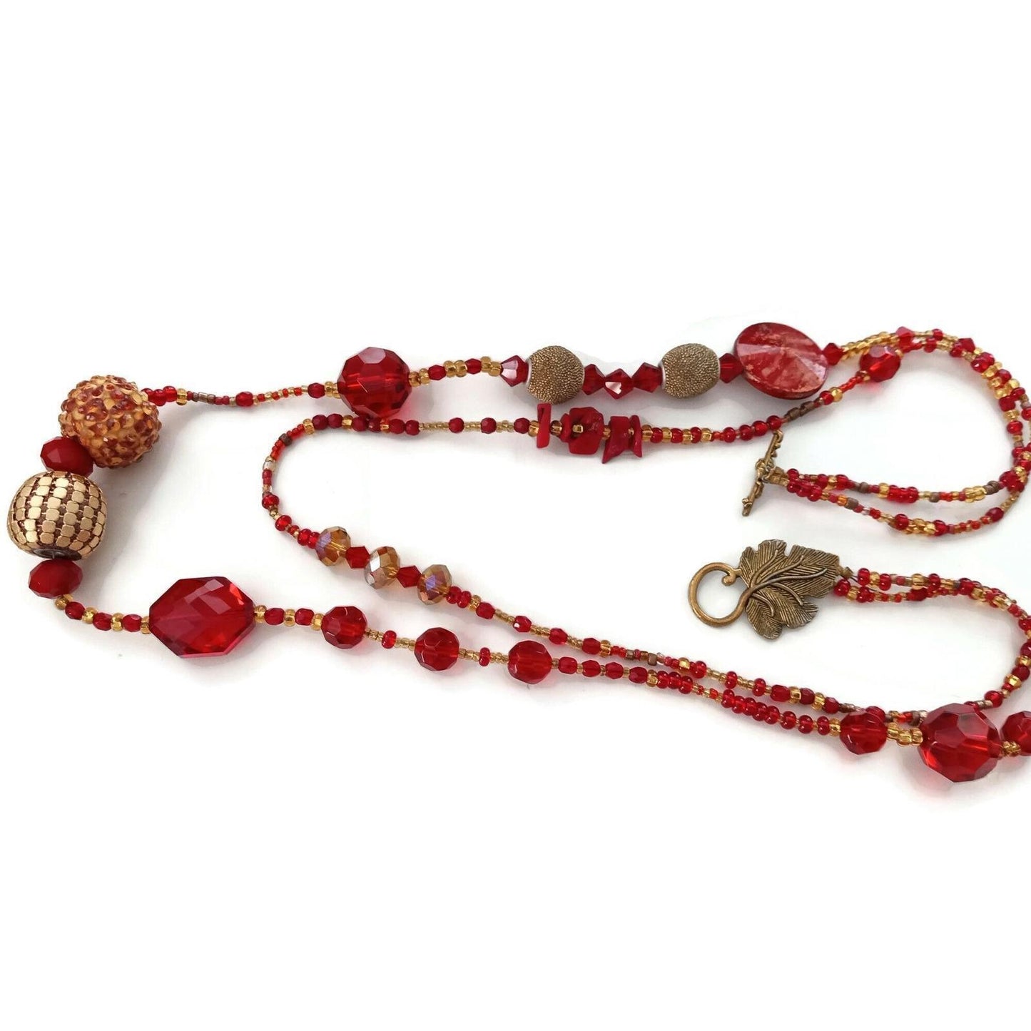 Vintage Double Strand Handmade Red Necklace
