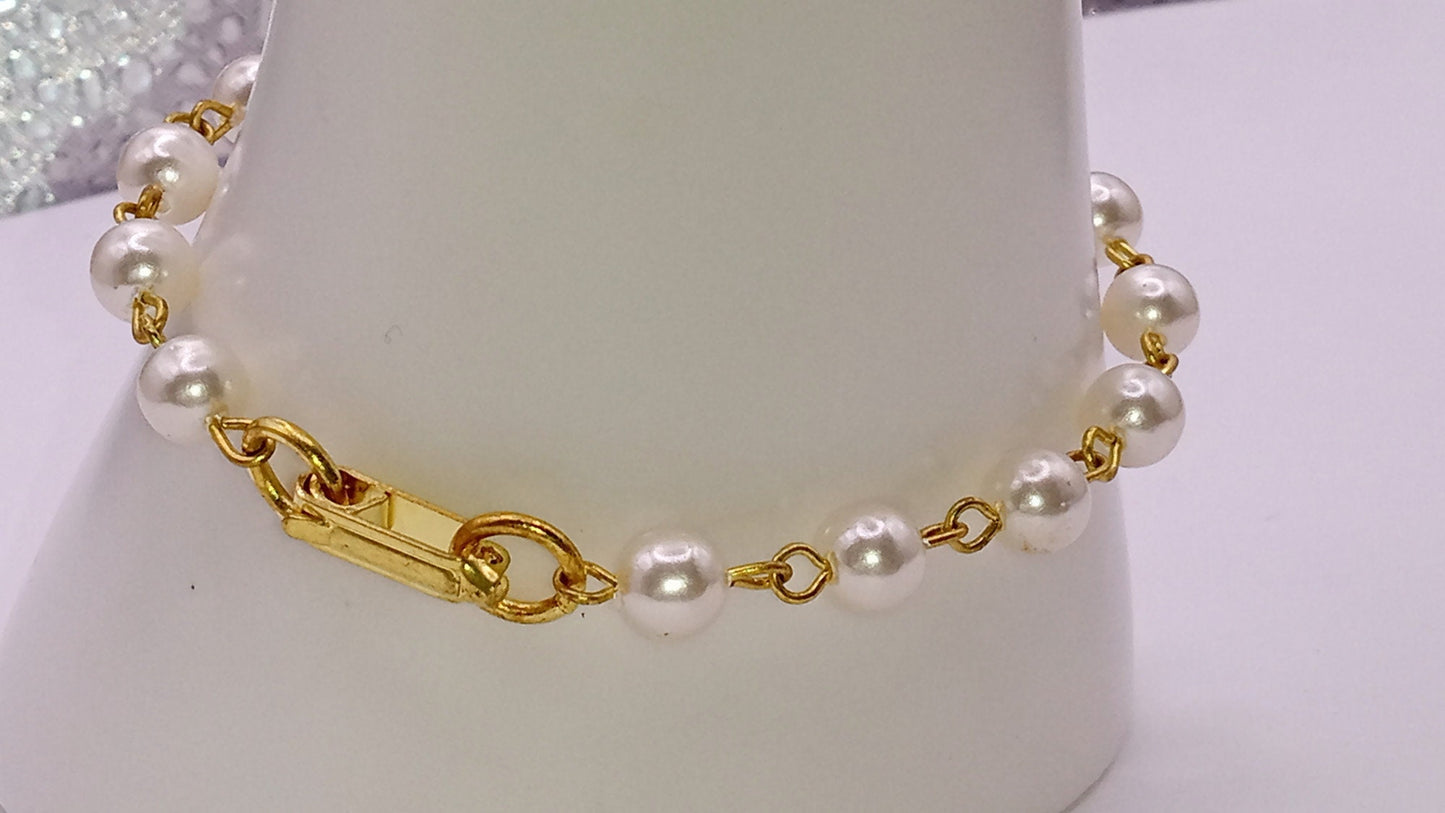 Two (2) Faux Pearl Vintage Bracelets