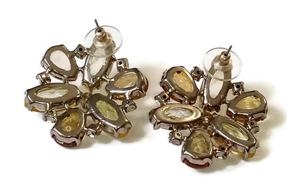 Large Rhinestone Pierced Earrings