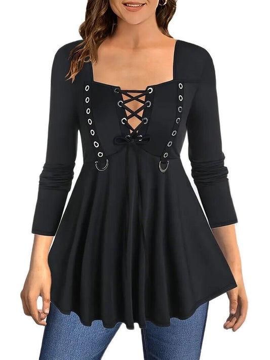 NEW Black Gothic Style Lace Up Blouse Sizes 4x, 5x