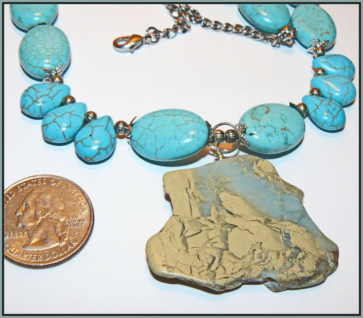 Impressive Natural Aqua Terra Jasper Necklace -Handcrafted -1480134