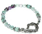 Semi Precious Fluorite Bead Bracelet with Fancy Silver Plated Clasp