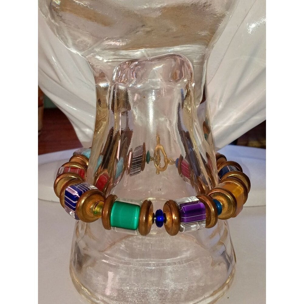 Colorful Furnace Glass Beaded Bracelet