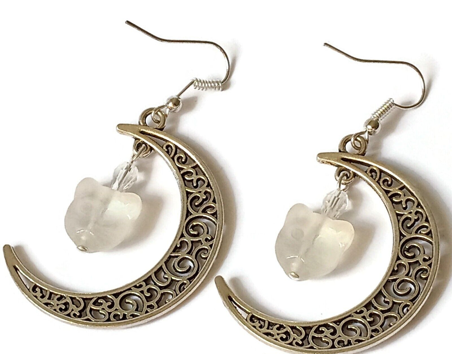 Handcrafted Cat on the Moon Earrings