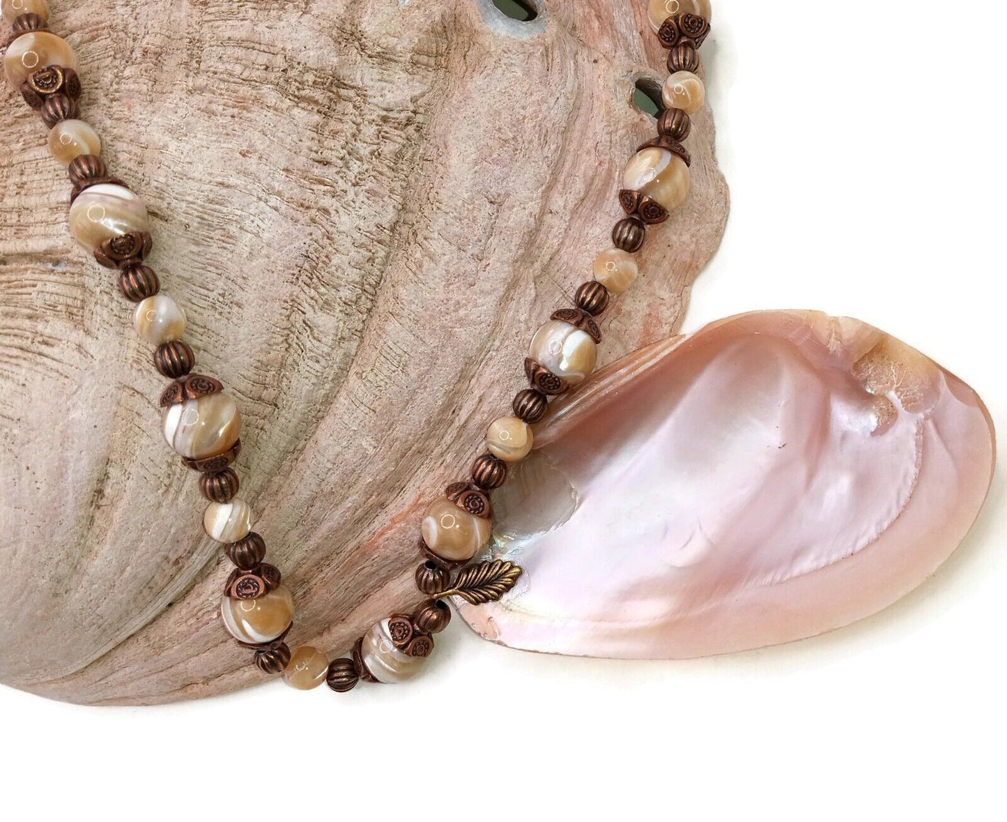 Unique Carved Mother of Pearl Pendant Necklace