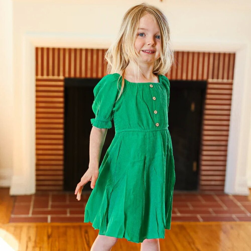 NWT  -Sizes-Sm-Med-Large & XL -Green Pleated Back Dress