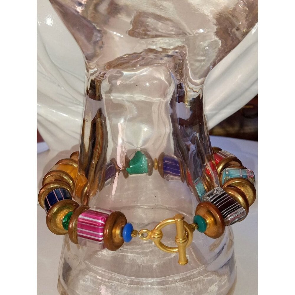 Colorful Furnace Glass Beaded Bracelet