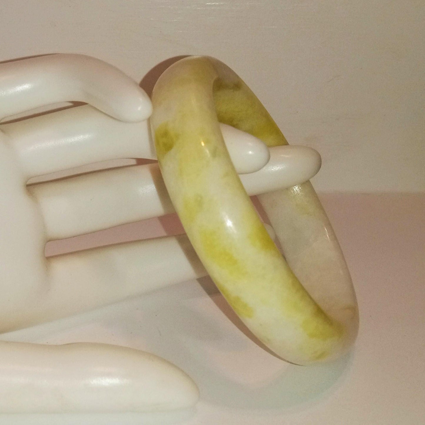 Genuine Soft Green/Yellow Jade Bangle Bracelet