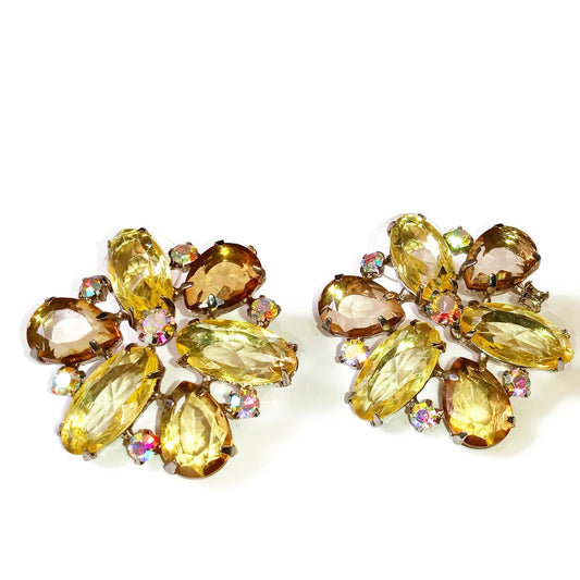 Large Rhinestone Pierced Earrings