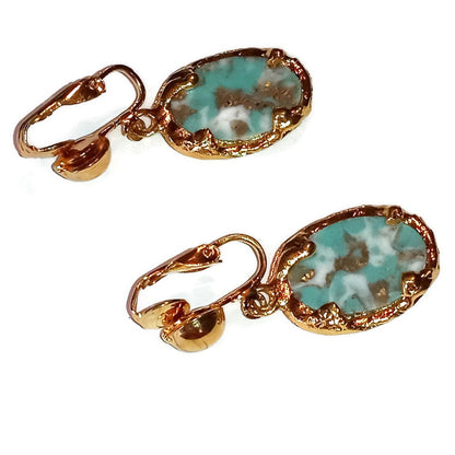 Unique Blue and Gold Tone Clip on Earrings