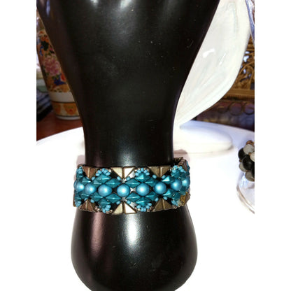 Blue and Dark Gray Beaded Bracelet