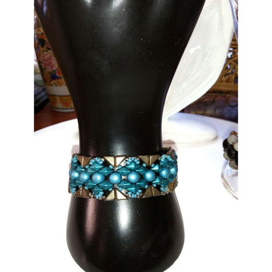 Blue and Dark Gray Beaded Bracelet