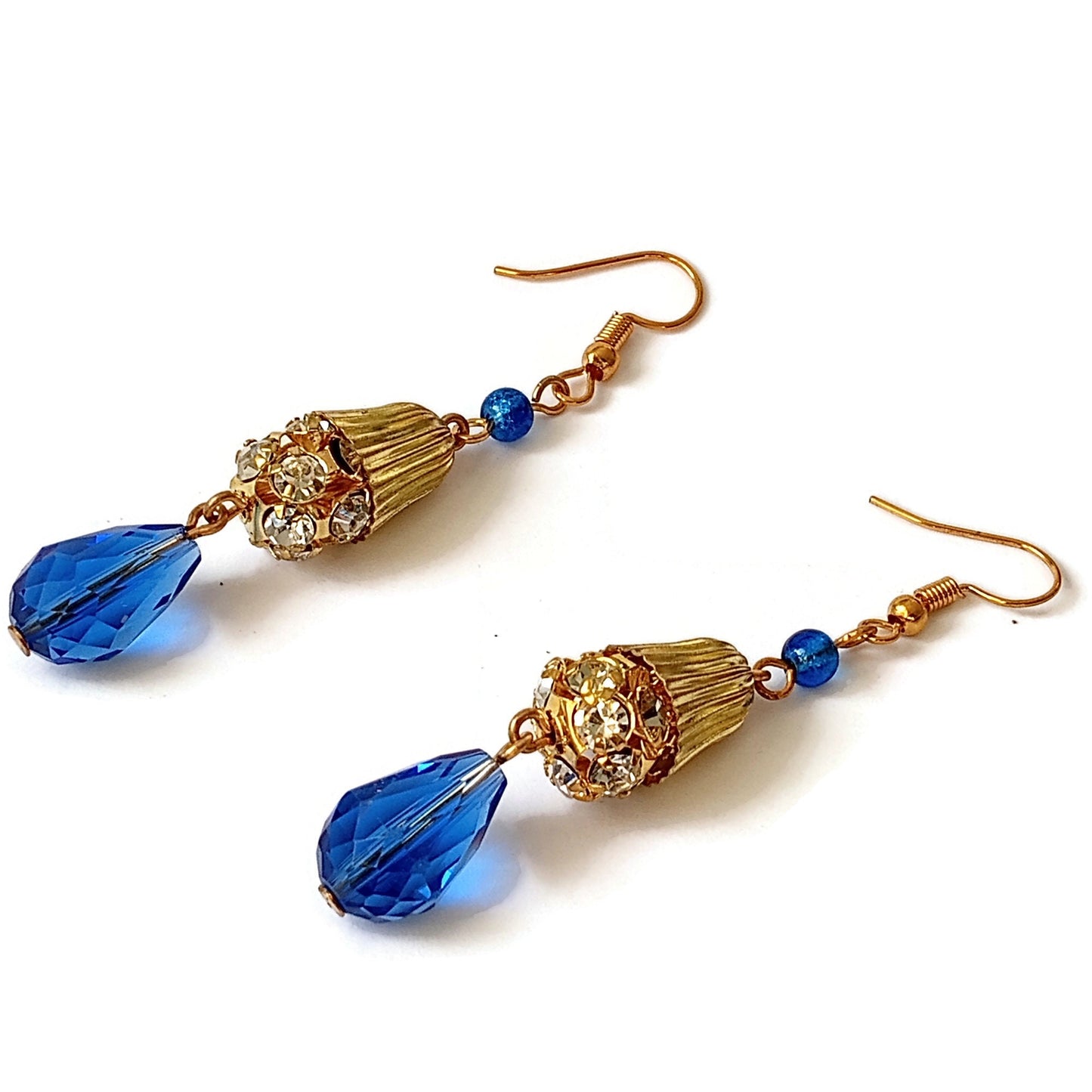 Faceted Blue Teardrop Beads, Crystal