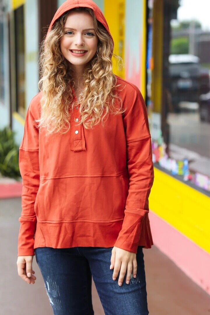 NWT Terracotta French Terry Snap Button Hoodie Sizes 1x, 2x, & 3x