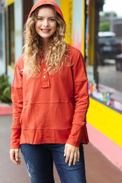 NWT Terracotta French Terry Snap Button Hoodie Sizes 1x, 2x, & 3x