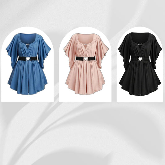NEW- Keyhole Neck, Cinched Waist Blouse Size 4X -3 colors to choose from