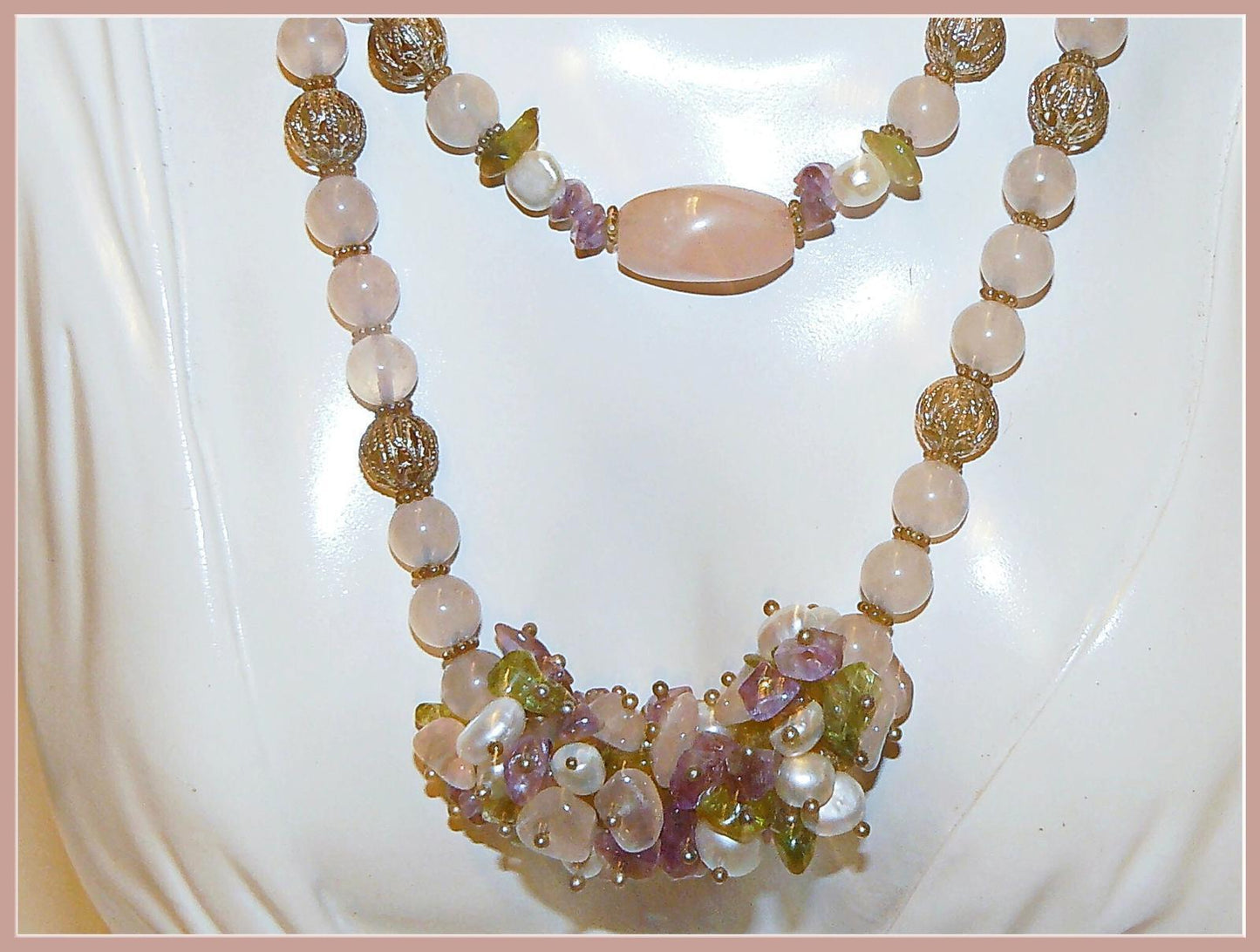 Unique Necklace, Stones and Pearls
