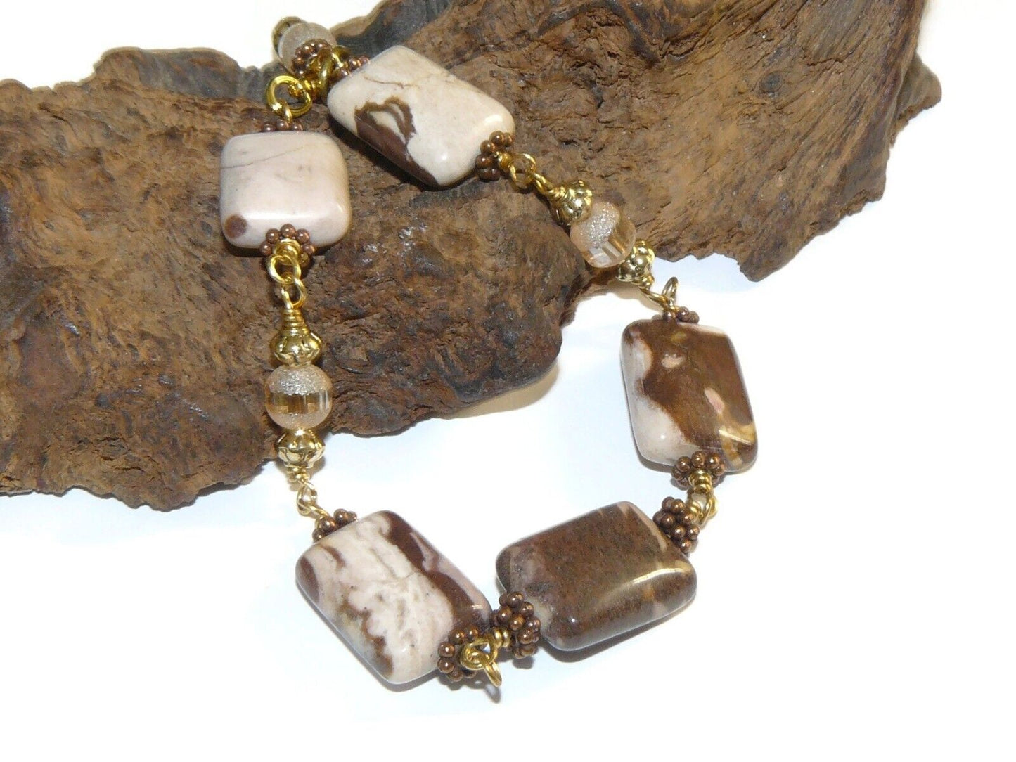 Jasper and Glass Beaded Bracelet