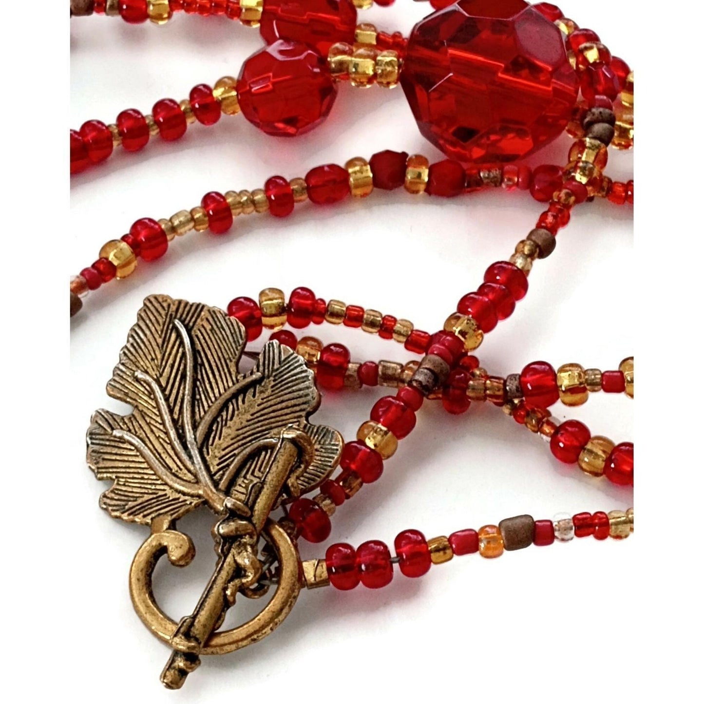 Vintage Double Strand Handmade Red Necklace