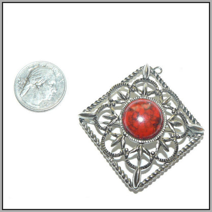 Vintage Sarah Coventry Inca Fire Detachable Brooch Necklace