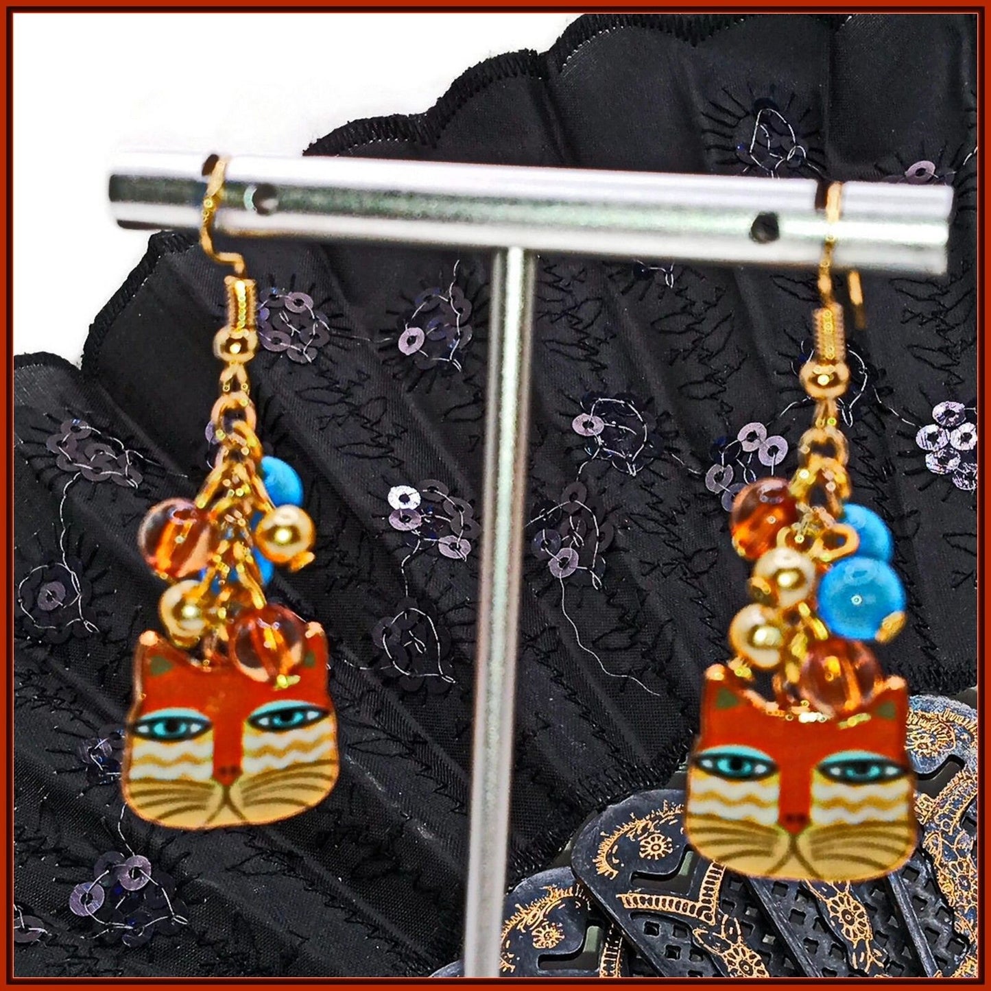 Colorful Kitty Car Earrings