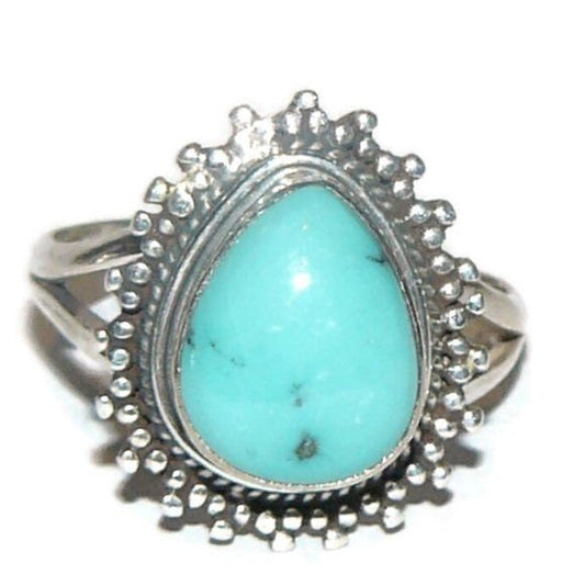 Genuine Turquoise and Sterling Silver Ring Adjustable