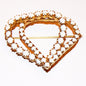 Vintage Milk Glass Stones Heart Brooch