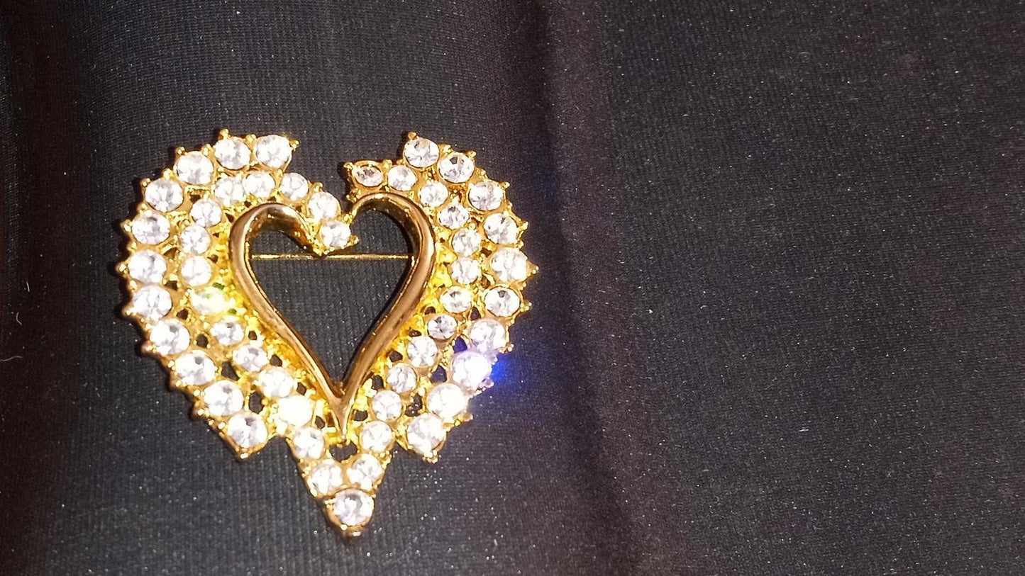 Shiny Rhinestone Heart Shaped Brooch