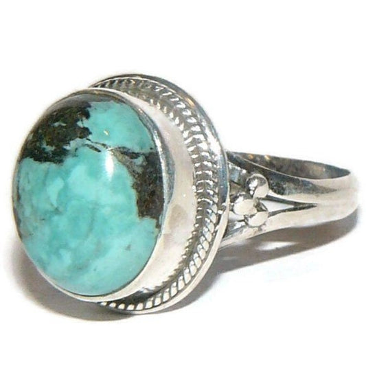 Genuine Turquoise Sterling Silver Ring Adjustable