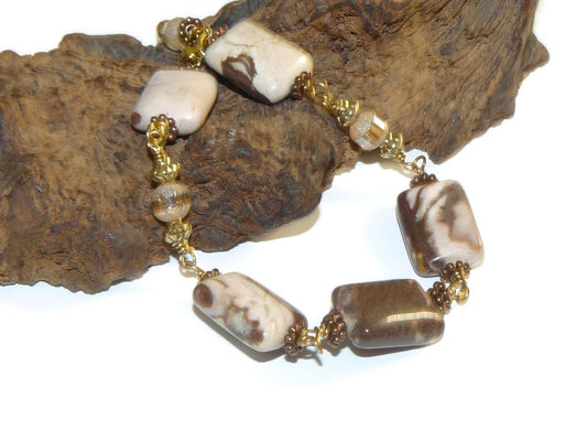 Jasper and Glass Beaded Bracelet