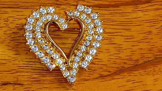 Shiny Rhinestone Heart Shaped Brooch