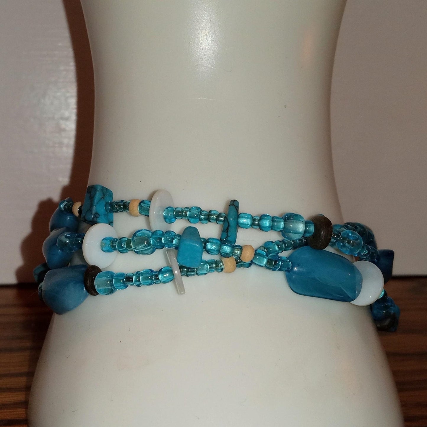 Blue Beaded Stretch Bracelet