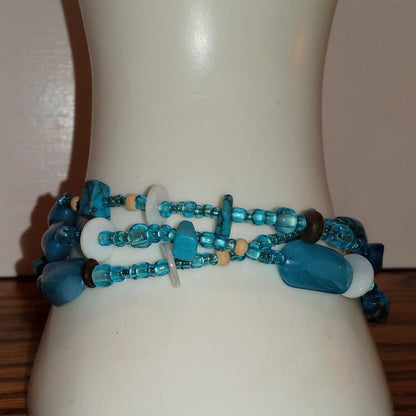 Blue Beaded Stretch Bracelet