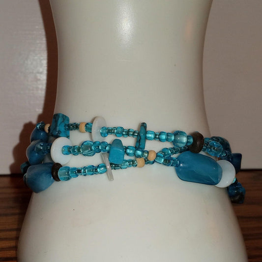 Blue Beaded Stretch Bracelet