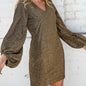 New Gold Glitter Lurex Dress with Bell Sleeves Size 2x