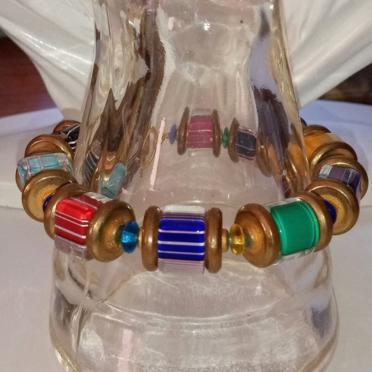 Colorful Furnace Glass Beaded Bracelet