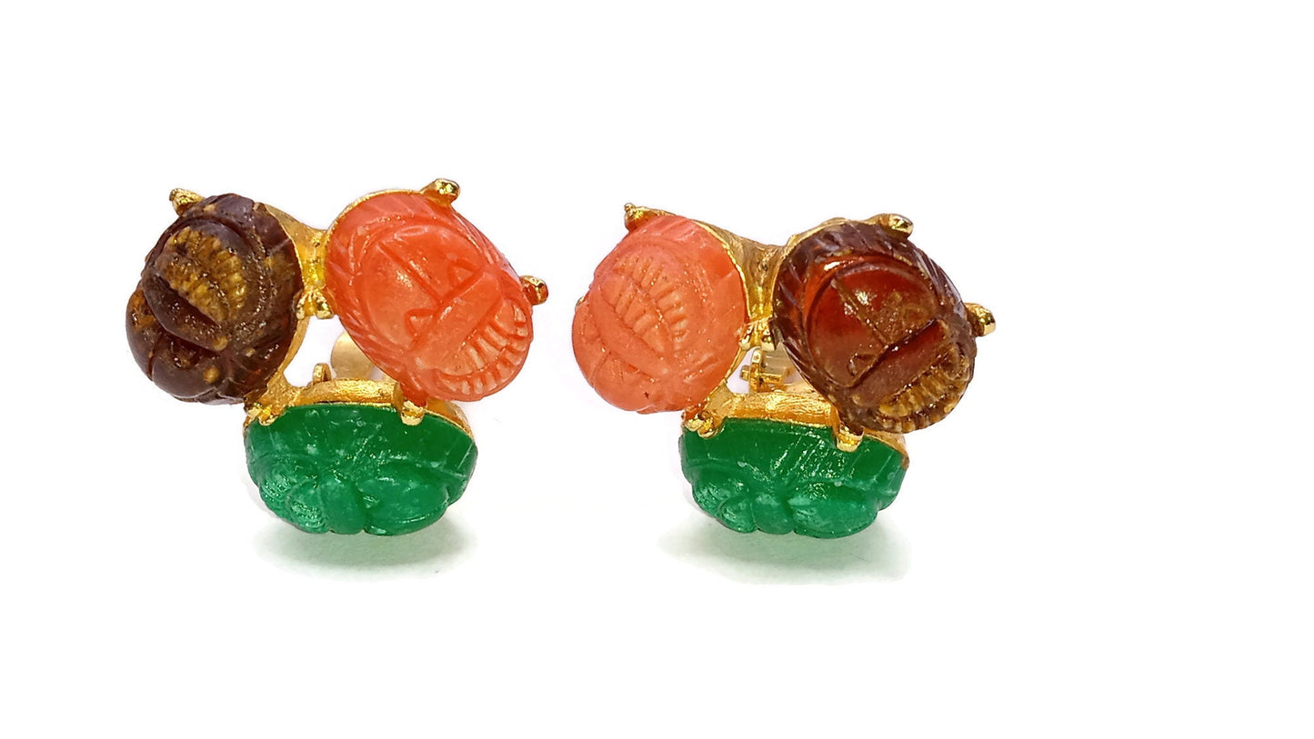 Celebrity NY Scarab Egyptian Revival  Clip-on Earrings