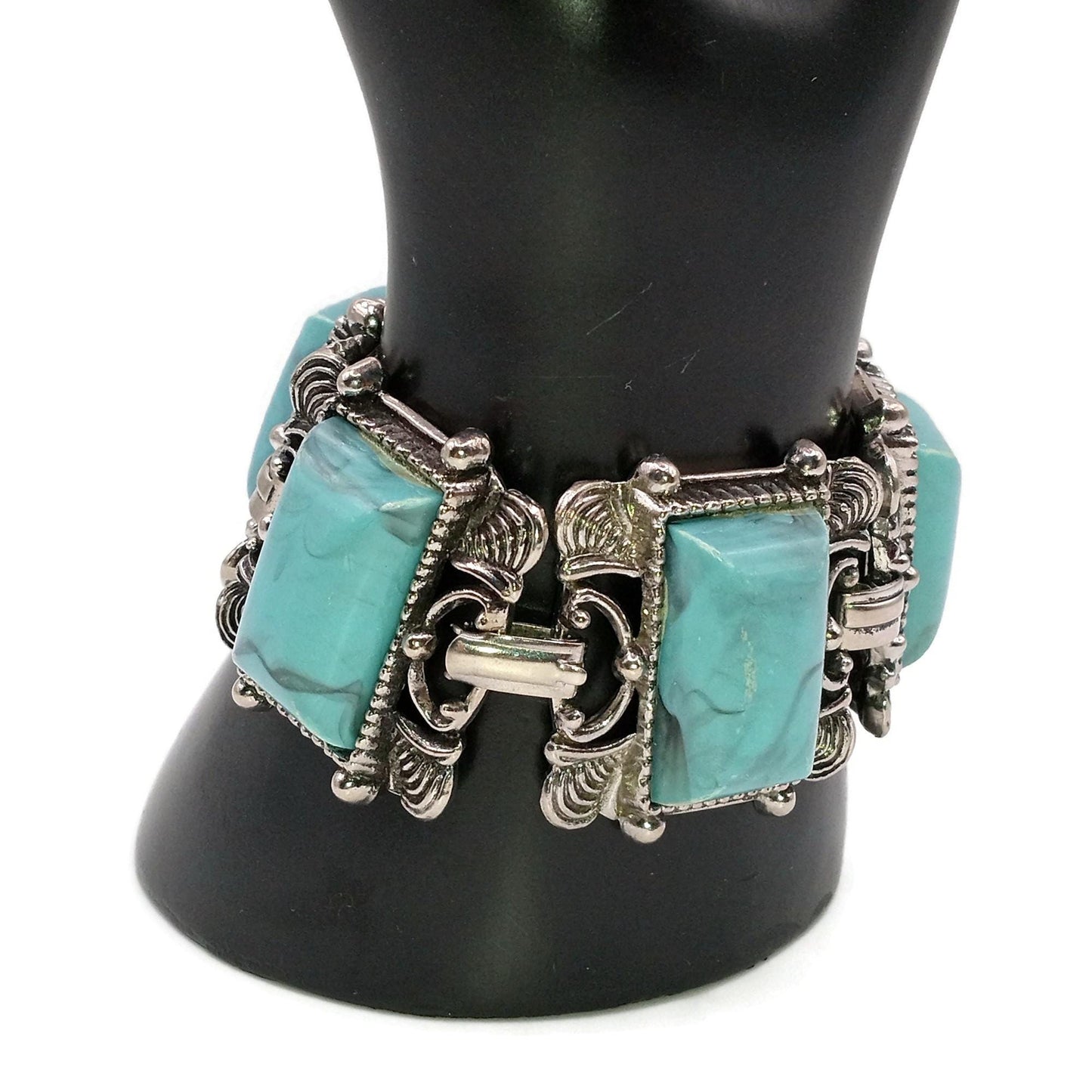 Vintage Faux Turquoise Thermoset Link Bracelet