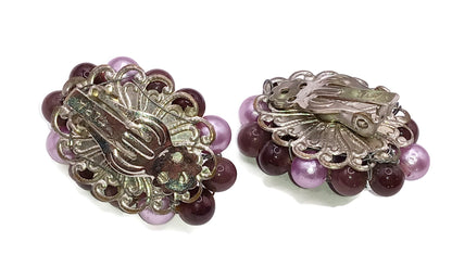 Fancy Purple Art Glass Clip on Earrings by TARA