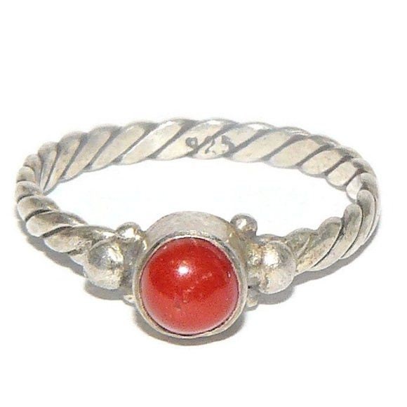 Sterling Silver and Coral Ring Size 7 -1/2