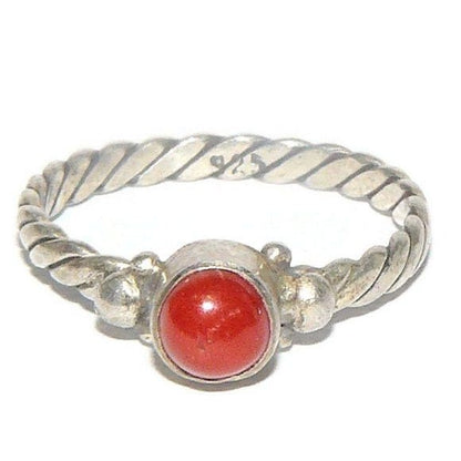 Sterling Silver and Coral Ring Size 7 -1/2