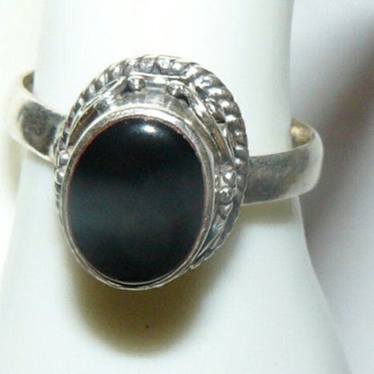 Black Onyx Stone Sterling Silver Ring Adjustable