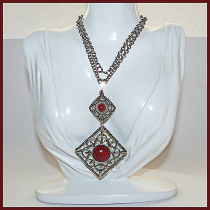 Vintage Sarah Coventry Inca Fire Detachable Brooch Necklace